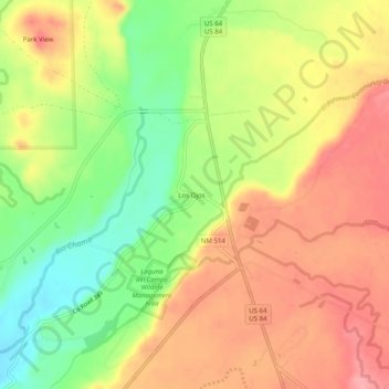 Mappa topografica Los Ojos, altitudine, rilievo