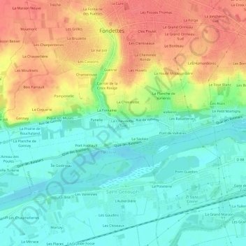 Mappa topografica La Chevalette-Sud, altitudine, rilievo
