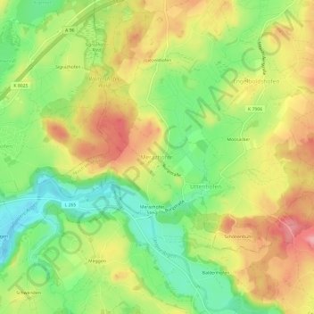 Mappa topografica Merazhofen, altitudine, rilievo