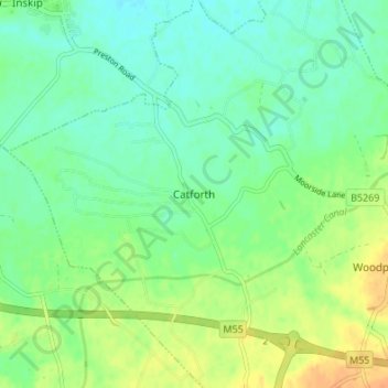 Mappa topografica Catforth, altitudine, rilievo