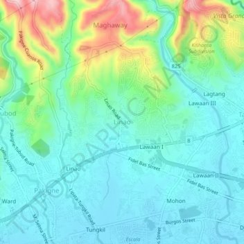 Mappa topografica Linao, altitudine, rilievo
