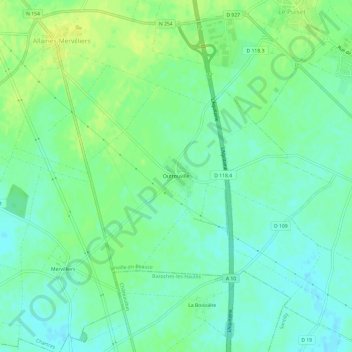 Mappa topografica Outrouville, altitudine, rilievo