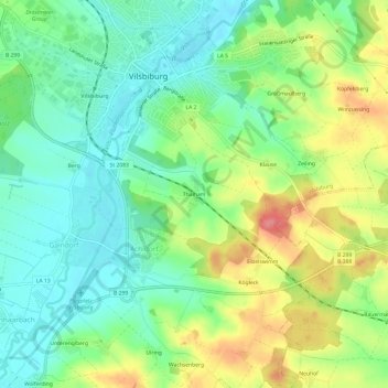 Mappa topografica Thalham, altitudine, rilievo