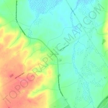 Mappa topografica Hillsdale, altitudine, rilievo