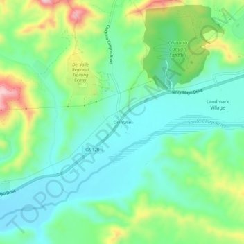Mappa topografica Del Valle, altitudine, rilievo