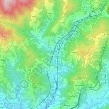 Mappa topografica Ponteacqua, altitudine, rilievo
