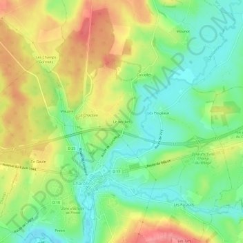Mappa topografica Le Verdier, altitudine, rilievo