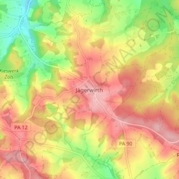 Mappa topografica Jägerwirth, altitudine, rilievo