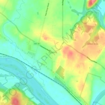 Mappa topografica Tuscarora, altitudine, rilievo