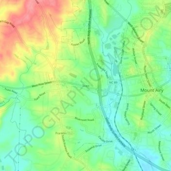 Mappa topografica Toast, altitudine, rilievo