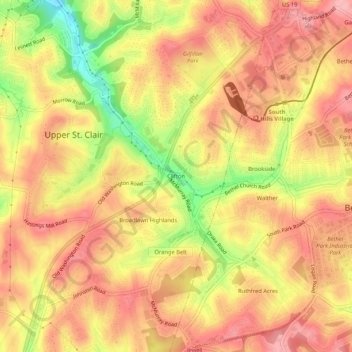 Mappa topografica Clifton, altitudine, rilievo