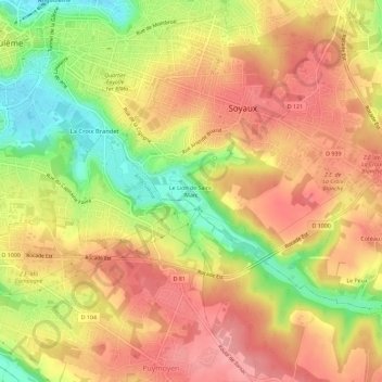 Mappa topografica Le Lion de Saint-Marc, altitudine, rilievo