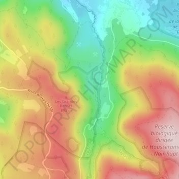 Mappa topografica Housseramont, altitudine, rilievo