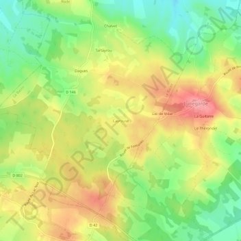 Mappa topografica Cayrouse, altitudine, rilievo