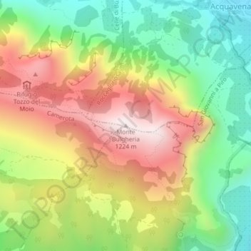 Mappa topografica Monte Bulgheria, altitudine, rilievo