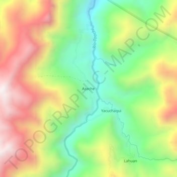 Mappa topografica Azache, altitudine, rilievo