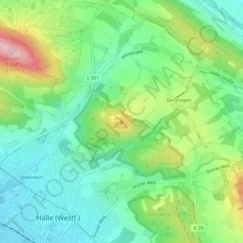 Mappa topografica Knüll, altitudine, rilievo