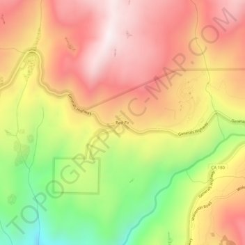 Mappa topografica Red Fir, altitudine, rilievo