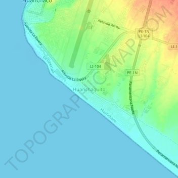 Mappa topografica Huanchaquito, altitudine, rilievo