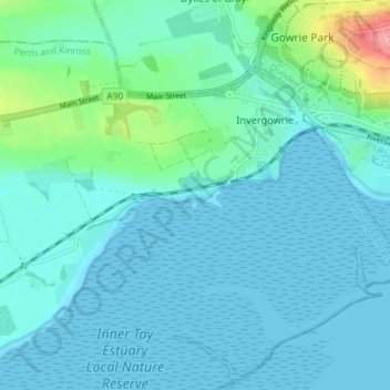 Mappa topografica Kingoodie, altitudine, rilievo