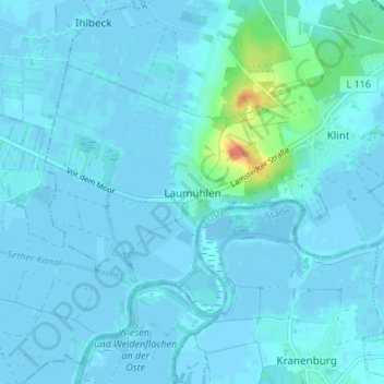 Mappa topografica Laumühlen, altitudine, rilievo