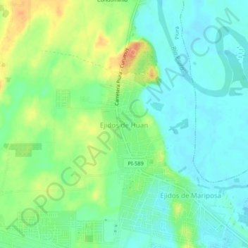 Mappa topografica Ejidos de Huan, altitudine, rilievo