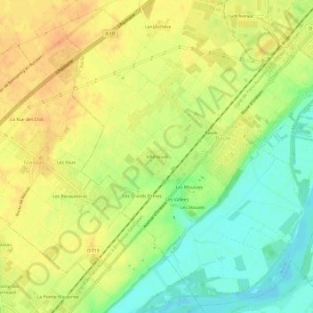 Mappa topografica Villeneuve, altitudine, rilievo