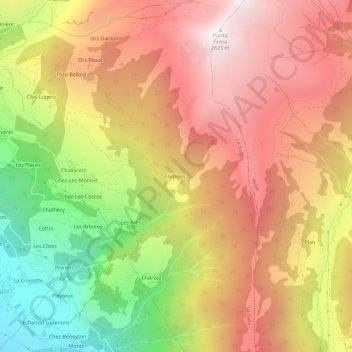 Mappa topografica Arpilles, altitudine, rilievo