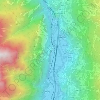 Mappa topografica Le Fiusey, altitudine, rilievo