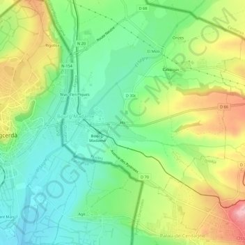 Mappa topografica Hix, altitudine, rilievo