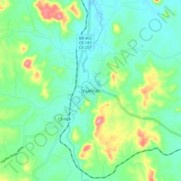 Mappa topografica Ipueiras, altitudine, rilievo