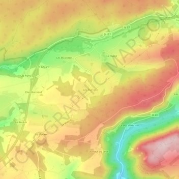 Mappa topografica Les Étangs, altitudine, rilievo