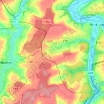 Mappa topografica Ringweilerhof, altitudine, rilievo