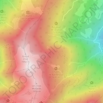 Mappa topografica Rocher du Cra, altitudine, rilievo