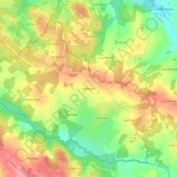 Mappa topografica Bacheirat, altitudine, rilievo