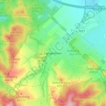 Mappa topografica Langenhain, altitudine, rilievo