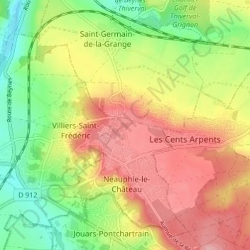 Mappa topografica Chatron, altitudine, rilievo