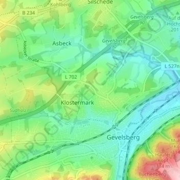 Mappa topografica An der Maus, altitudine, rilievo