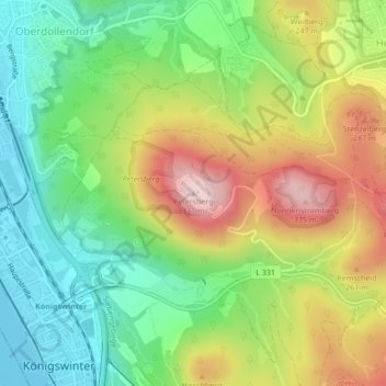 Mappa topografica Petersberg, altitudine, rilievo