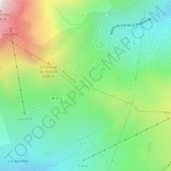 Mappa topografica Col de la Madeleine, altitudine, rilievo