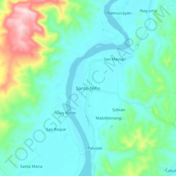 Mappa topografica Santo Niño, altitudine, rilievo