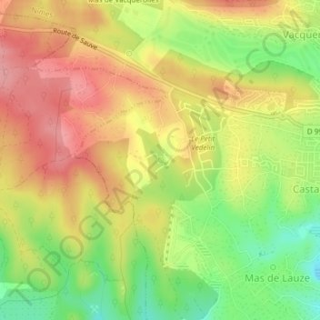 Mappa topografica Source du Puits de Cabanis, altitudine, rilievo