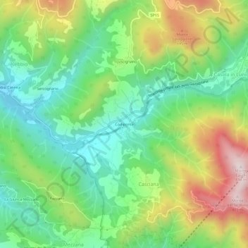 Mappa topografica Codiponte, altitudine, rilievo