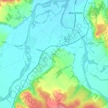 Mappa topografica Taylor, altitudine, rilievo