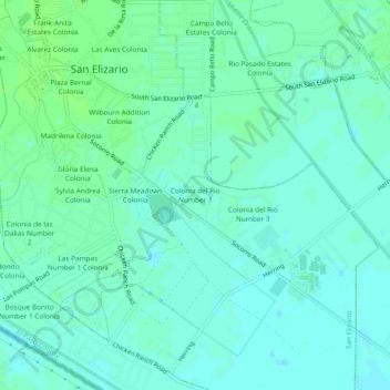 Mappa topografica Colonia del Rio Number 1, altitudine, rilievo