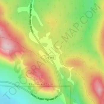 Mappa topografica Kenosha Pass, altitudine, rilievo