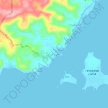 Mappa topografica Cabalagnan, altitudine, rilievo