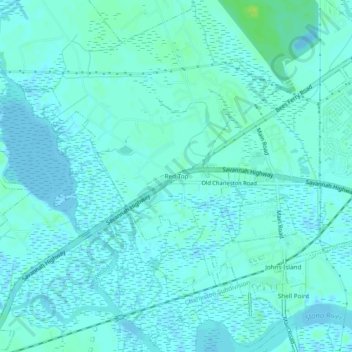 Mappa topografica Red Top, altitudine, rilievo