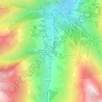 Mappa topografica Les Verneys, altitudine, rilievo