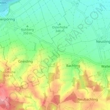 Mappa topografica Herblfing, altitudine, rilievo